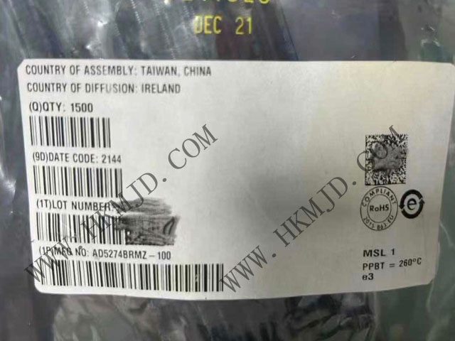 NEW（ADI）AD5274BRMZ-100：單通道、1%電阻容差、256位數(shù)字可變電阻器